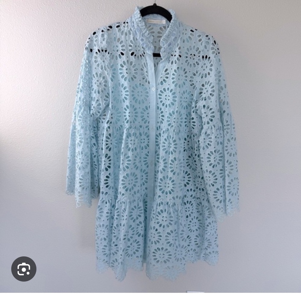 Charina Sarte light blue mini dress size small. Slip included